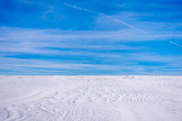 snow landscape with blue sky.