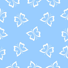 Seamless simple pattern blank of white butterflies on fabric, wallpaper, etc.