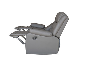 Gray sofa recliner isolated on white background