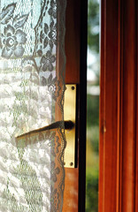 Small open wooden window