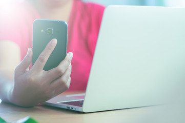 Online shopping, payment at the store, credit card, concept.