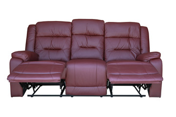 Wine red sofa recliner isolated on white background