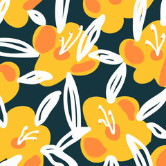 Bright Colorful Illustration with Yellow Flowers