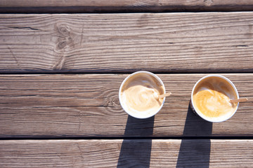 Coffee on wooden background
