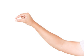 Male hand gestures isolated over the white background.