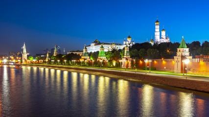 Fototapeta na wymiar Moscow cityscape with Kremlin at night, Russia