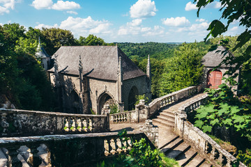 Fototapeta na wymiar Chapel Sainte Barde, a resplendent jewel in the heart of Brittany and its mythical forests filled with magic.