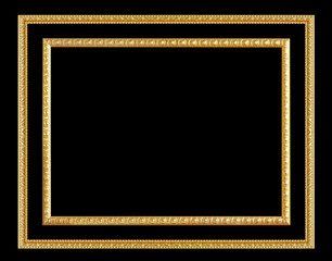 The antique gold frame on the black background