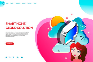 Web page template of business apps. Smart home cloud solution. Modern vector illustration concept for website and mobile website development.