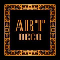 Vintage invitation frame in art deco. Retro style border frame and label. Old retro vintage deco art design