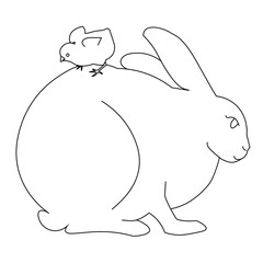 white easter bunny with egg and small chick