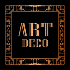 Vintage invitation frame in art deco. Retro style border frame and label. Old retro vintage deco art design