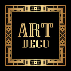 Obraz premium Vintage invitation frame in art deco. Retro style border frame and label. Old retro vintage deco art design