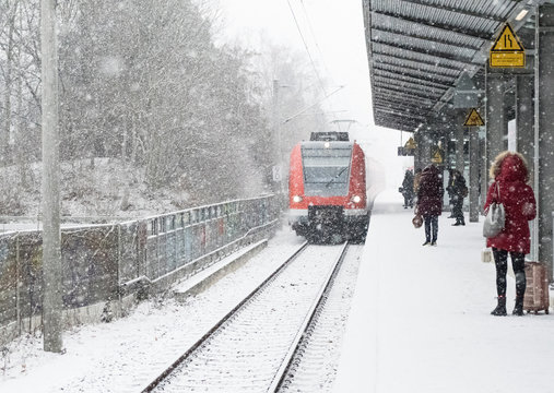 Train in the snow