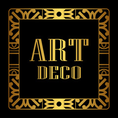 Vintage invitation frame in art deco. Retro style border frame and label. Old retro vintage deco art design