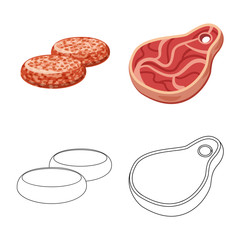Isolated object of meat and ham icon. Collection of meat and cooking vector icon for stock.