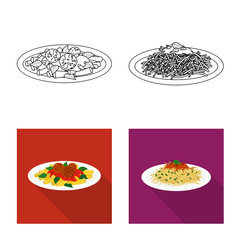 Isolated object of pasta and carbohydrate symbol. Set of pasta and macaroni vector icon for stock.