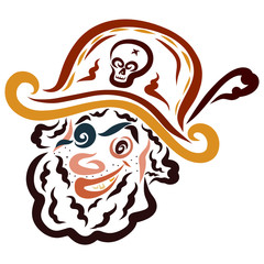 Jolly pirate with one eye and a gold tooth