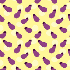 Eggplants background. Seamless pattern.Vector. ナスのパターン