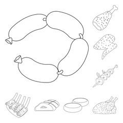 Isolated object of meat and ham icon. Set of meat and cooking vector icon for stock.