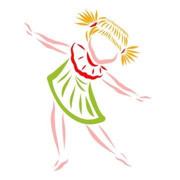 A little girl who is dancing or doing exercises