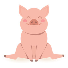 Obraz na płótnie Canvas Funny little pig, chinese symbol of the year 2019. Vector