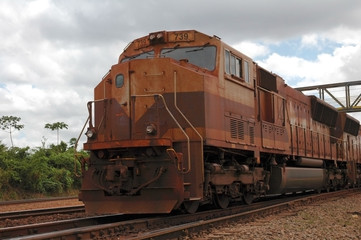 Plakat old rusted diesel locomotive