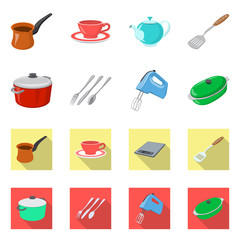 Vector illustration of kitchen and cook icon. Collection of kitchen and appliance stock symbol for web.