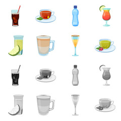 Vector design of drink and bar symbol. Set of drink and party stock symbol for web.