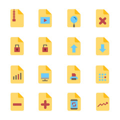 office file paper document flat design icon set