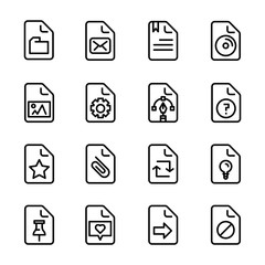office file paper document line icon set