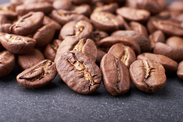 fragrant roasted coffee beans close-up