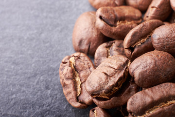 fragrant roasted coffee beans close-up