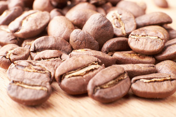 fragrant roasted coffee beans close-up