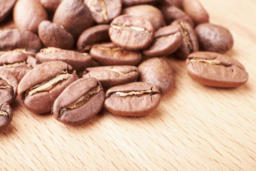 fragrant roasted coffee beans close-up