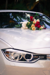Wedding Car Decorated With Flowers