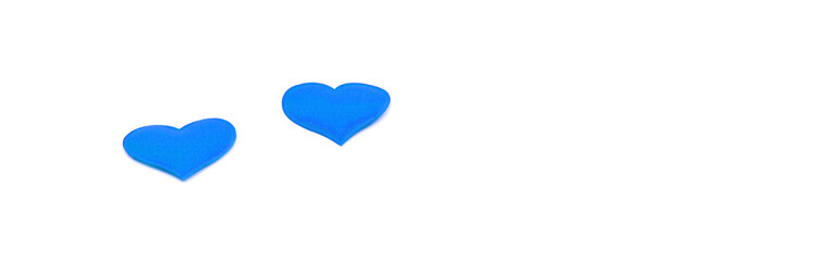 Blue heart on an isolated white background as a panorama, space for text.