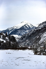 Fototapeta na wymiar Winter landscape of the Dolomites mountains in Italy.