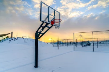 Fototapeten Snowy basketball court in Eagle Mountain Utah © Jason