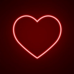 Red neon heart. Love. Light. Glossy.	