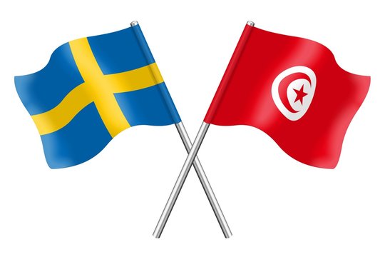 Flags. Sweden and Tunisia 