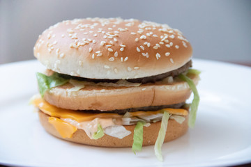 Big burger. Food fast food restaurant. Wrong food. Cholesterol