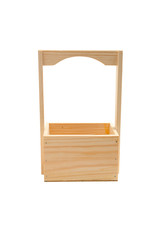 Empty wooden box with handle