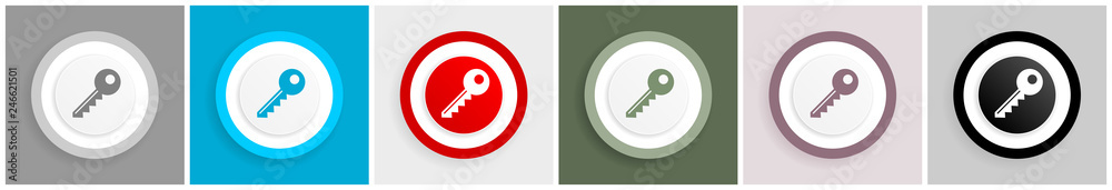 Leinwandbilder key icon set, vector illustrations in 6 options for web design and mobile applications