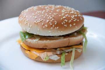 Big burger. Food fast food restaurant. Wrong food. Cholesterol