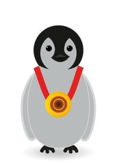 penguin wearning golden medal in neck