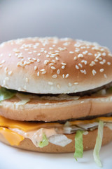 Big burger. Food fast food restaurant. Wrong food. Cholesterol