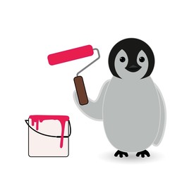 penguin doing paint job