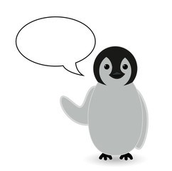 a message , chit chat or speech bubble with cute penguin