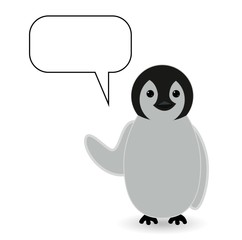 a message , chit chat or speech bubble with cute penguin